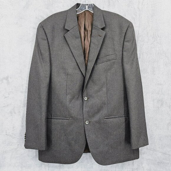MICHAEL Kors Suit Jacket Blazer Sport Coat 40R Brown Plaid Double Vent 2 Button - Picture 1 of 12
